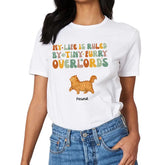 Ma vie est gouvernée par de minuscules seigneurs à fourrure Cat Mom T-shirt imprimé à manches personnalisées